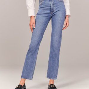 Abercrombie Ultra High Rise Ankle Straight Jean Long Length